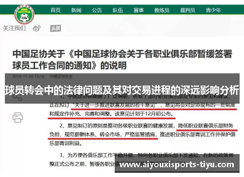 球员转会中的法律问题及其对交易进程的深远影响分析